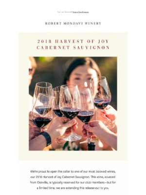 Robert Mondavi Winery - 2018 Harvest of Joy—A Limited Release