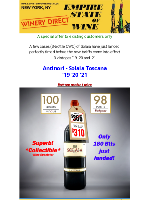 Sherry-Lehmann Inc - Solaia winery direct - 3 vintages at bottom pricing