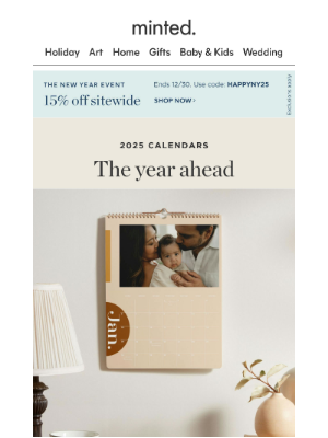 Minted - 15% off calendars & art for 2025