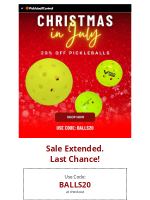 PickleballCentral - Last Day: 20% off all Pickleballs