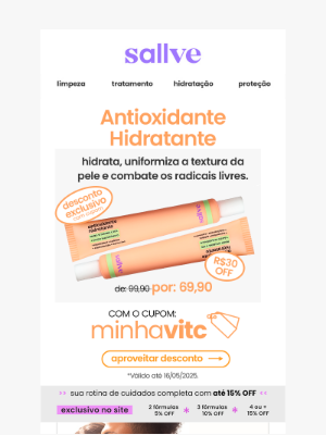 Sallve (Brazil) - Antioxidante Hidratante com R$ 30 OFF 🤑