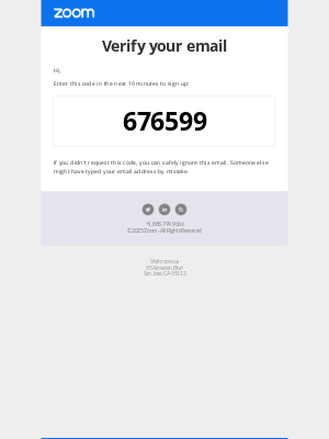 Zoom Video Communications - 676599 is your Zoom verification code
