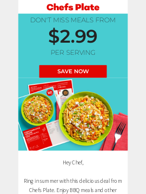 Chefs Plate (CA) - Ending soon! Meals from $2.99/serving