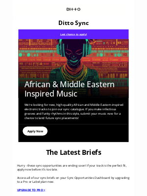 Ditto Music Promotion - Sync opportunities ending soon...
