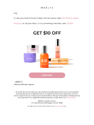 MAELYS - Last chance to get $10 off!