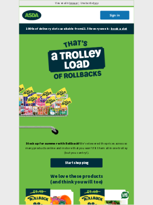 Asda - Fill your trolley with Rollbacks 🛒