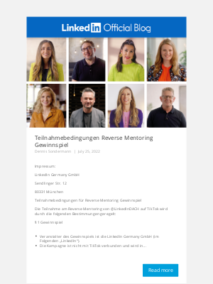 LinkedIn - Teilnahmebedingungen Reverse Mentoring Gewinnspiel