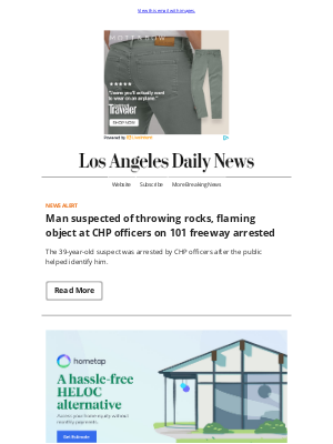 Los Angeles Daily News - News Alert: Man suspected of throwing rocks, flaming object at CHP officers on 101 freeway arrested