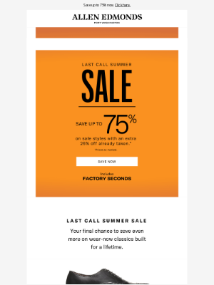 Allen Edmonds - This is it: Last Call Sale ends today