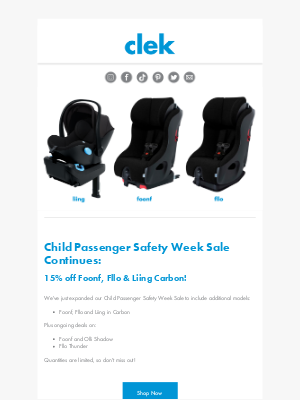 Clek - Just Added: 15% off Foonf, Fllo and Liing Carbon