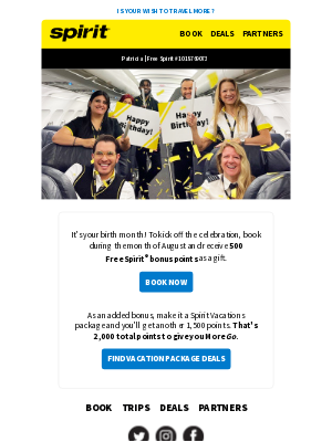 Spirit Airlines - Happy Birthday, Patricia!