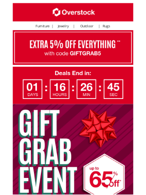 Ends Tomorrow: Gift Grab Event! Up to 65% Off