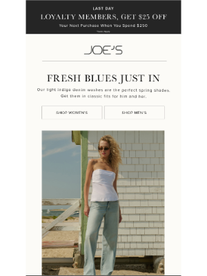 Joe's Jeans - Last Day for $25 OFF + NEW Blues