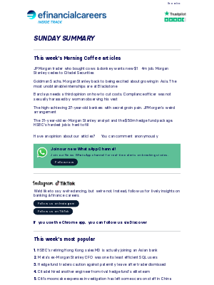 Efinancial careers (United Kingdom) - ☕ Sunday 'Spresso: All our Morning Coffees are here