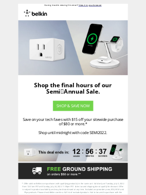 Belkin - Last Chance: Our Semi-Annual Sale ends tonight