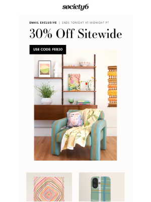 Society6 - Sweet Savings Are Still Here: 30% Off Sitewide