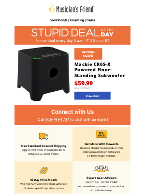 Musician's Friend - Stupid Deal of the Day now available!