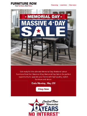 Furniture Row - The Memorial Day Weekend sale you've been waiting for!