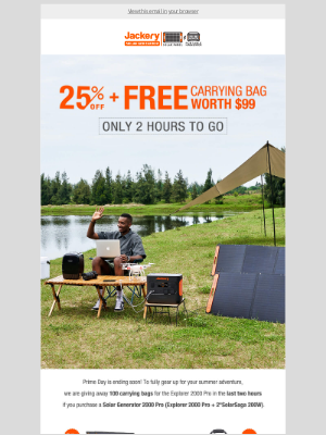 Jackery - 2 Hours LEFT! Get 25% OFF and a Free Carrying Bag if you purchase a Solar Generator 2000 Pro.