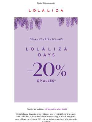 Lola Liza (Netherlands) - -20% op ALLES tijdens de LolaLiza Days!