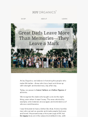 Joy Organics - A Father’s Day Message From Our Co-Founder