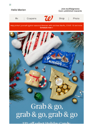 Walgreens - ATTN: Holiday heroes. Last minute 33% off holiday faves is a go