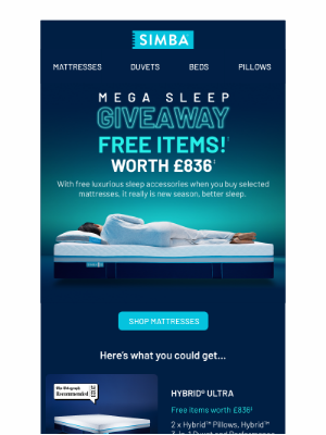 Simba Sleep (United Kingdom) - FREE gifts worth £836? Open now 📩