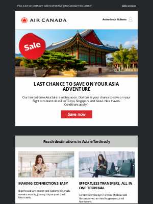 Air Canada - Asia Sale ending soon. Time to take that trip?