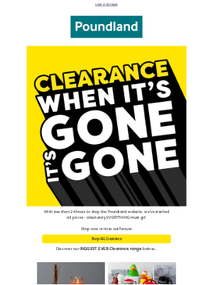 FINAL clearance reductions | Everything must go