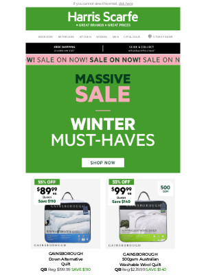 Harris Scarfe (Australia) - Winter Must-Haves | Massive Sale