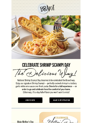 BRAVO! Italian - Bring Your Appetite - It’s Shrimp Scampi Day!