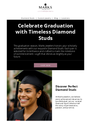 Marks Jewelers - 2025 Grad Gift: 20% Off Diamond Studs