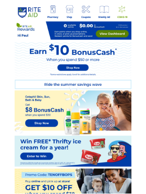 Rite Aid - Online Exclusives: Big BonusCash Deals!