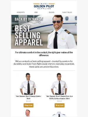 Marv Golden Pilot Supplies - Fly in Style – Shop Our Pilot-Favorite Apparel
