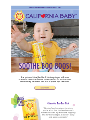 California Baby - Gently soothe scrapes and cuts with our Boo-Boo stick ❤️
