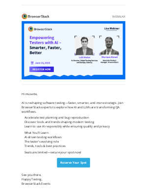 BrowserStack - Webinar | Transform Your Testing with AI: Smarter. Faster. Better