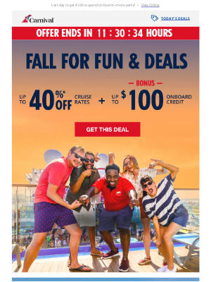 Carnival Cruise Line - This Bonus Deal Ends T-O-D-A-Y 🚨