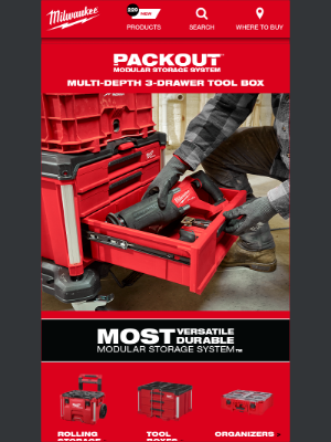 Milwaukee Tool - Customize Your Storage System with the PACKOUT™ Multi-Depth 3-Drawer Tool Box