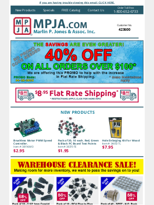 MPJA Online - The 40% off Continues, on Orders over a $100