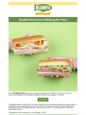 blimpie - Double Up on Points!