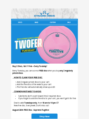 Dynamic Discs - Don’t Let the Fugitive Get Away — Twofer Tuesday Only!