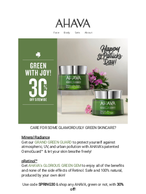 AHAVA - 30% Off Makes Us Green with Joy ☘️