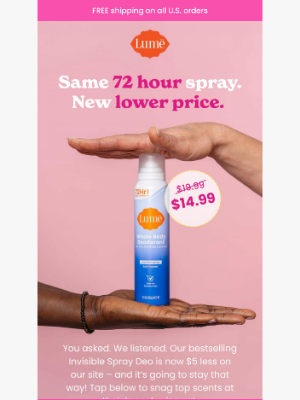 Lume Deodorant - PRICE DROP: Spray is now $14.99! 🥳