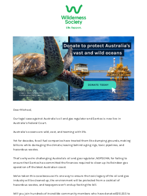 The Wilderness Society - Say no to a toxic legacy from Australia’s oil & gas industry