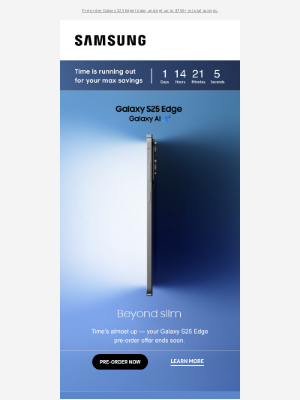 Samsung - ⏰ loremipsumdolor, last chance to get the newest (and slimmest) Galaxy S Series phone yet