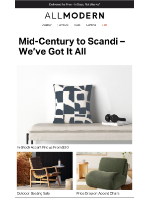 AllModern - in-stock accent pillows → starting at $30