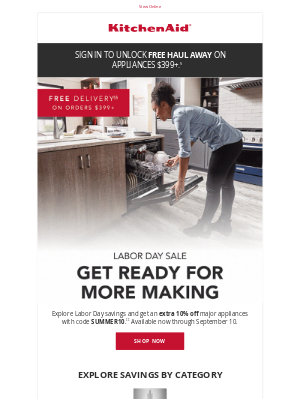 KitchenAid - Labor Day savings: Get 10% off major appliances!