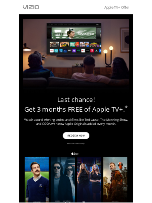 VIZIO - Last chance! Get 3 months FREE of Apple TV+.