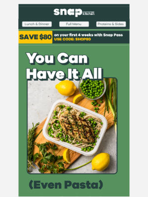 Snap Kitchen - Get $80 Off Guilt-Free Pasta