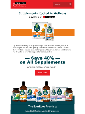 Purina - Save 40% on supplements rooted in wellness